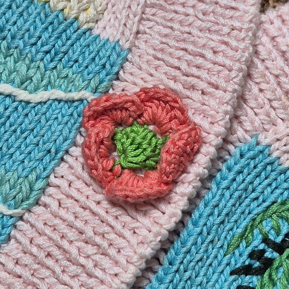 VTG Collectibles by Terri Women's L Tropical Cardigan Sweater Floral Palm Beach - Picture 6 of 7